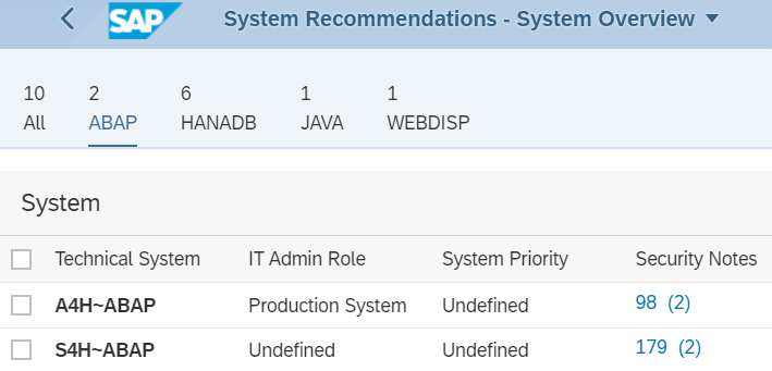 SAP Solution Manager System Recommendations